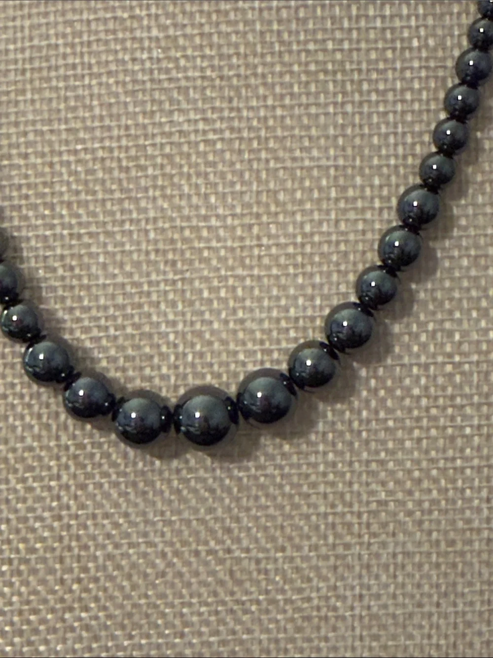 Polished Hematite Bead Necklace - Black